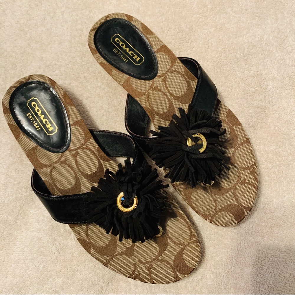 Coach Suki Fringe flower sandals